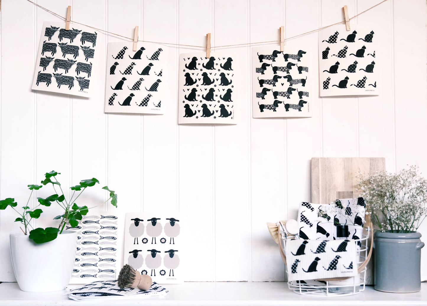 Swedish Dishcloth - Doodle Dog - Black