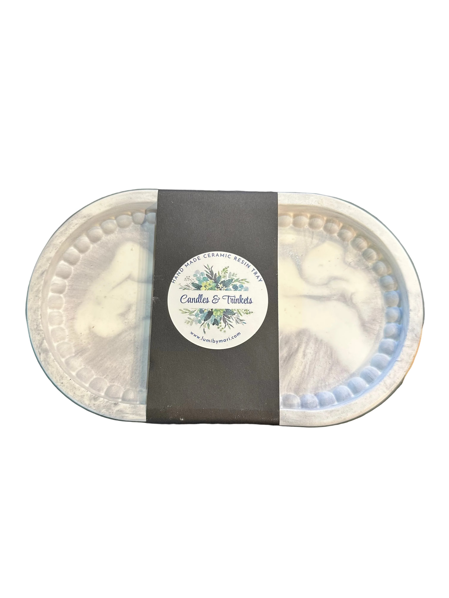 Bubbles Candles & Trinkets Ceramic Resin Tray