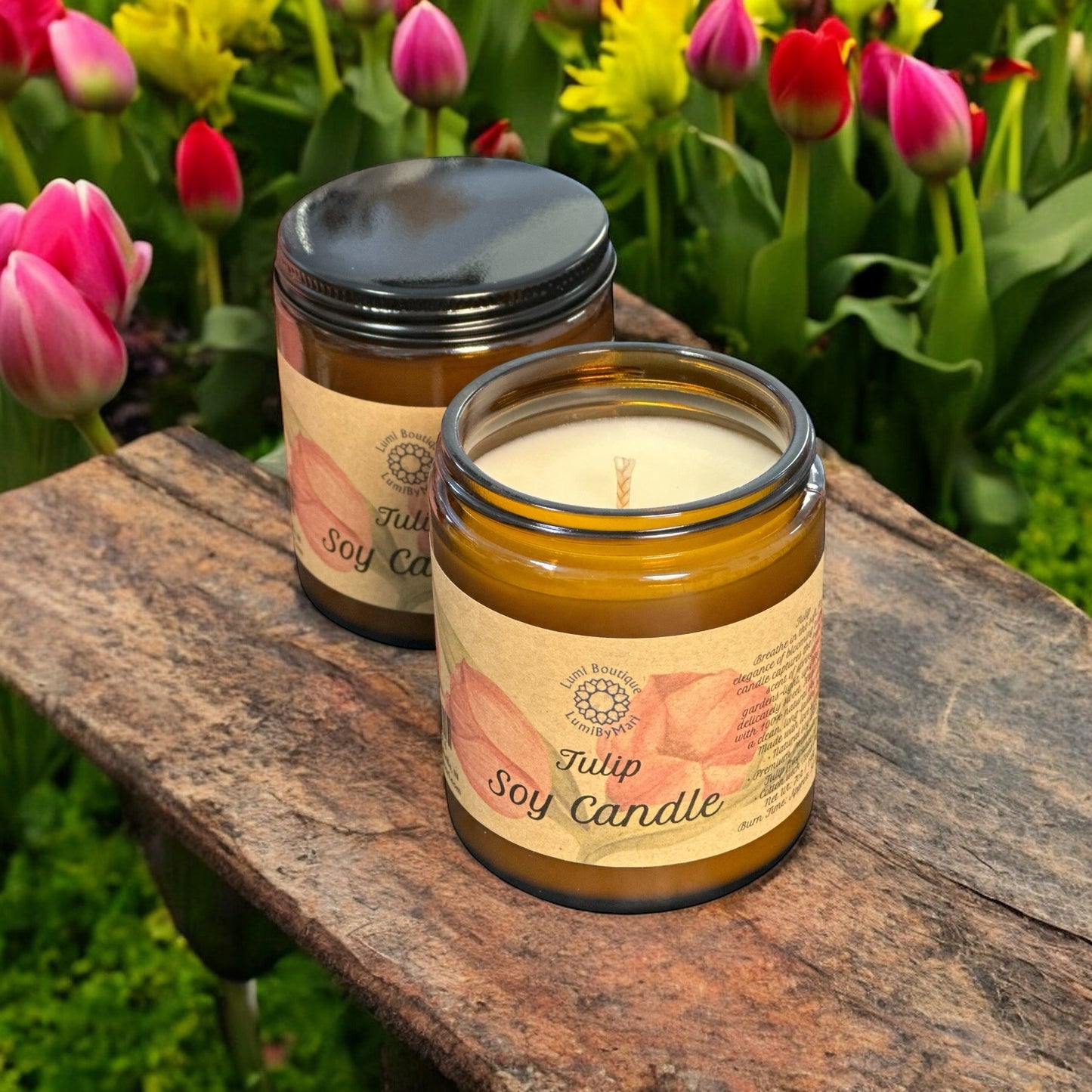 Tulip Soy Wax Candle - Amber
