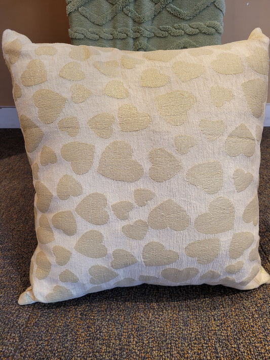 Cotton Gold Hearts Pillow