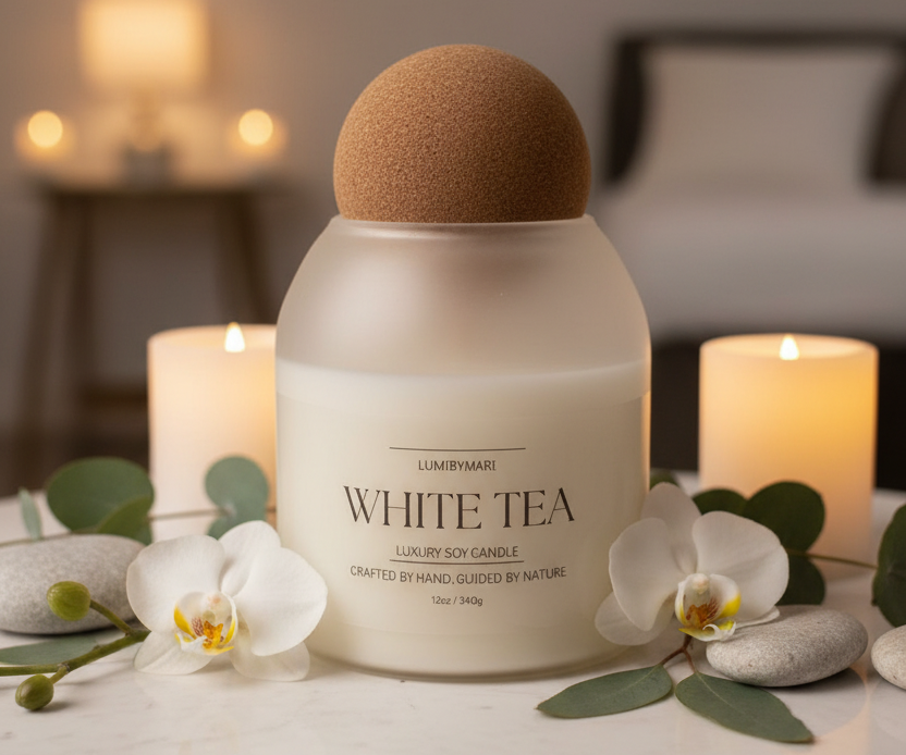 White Tea Soy Candle - Frosted White