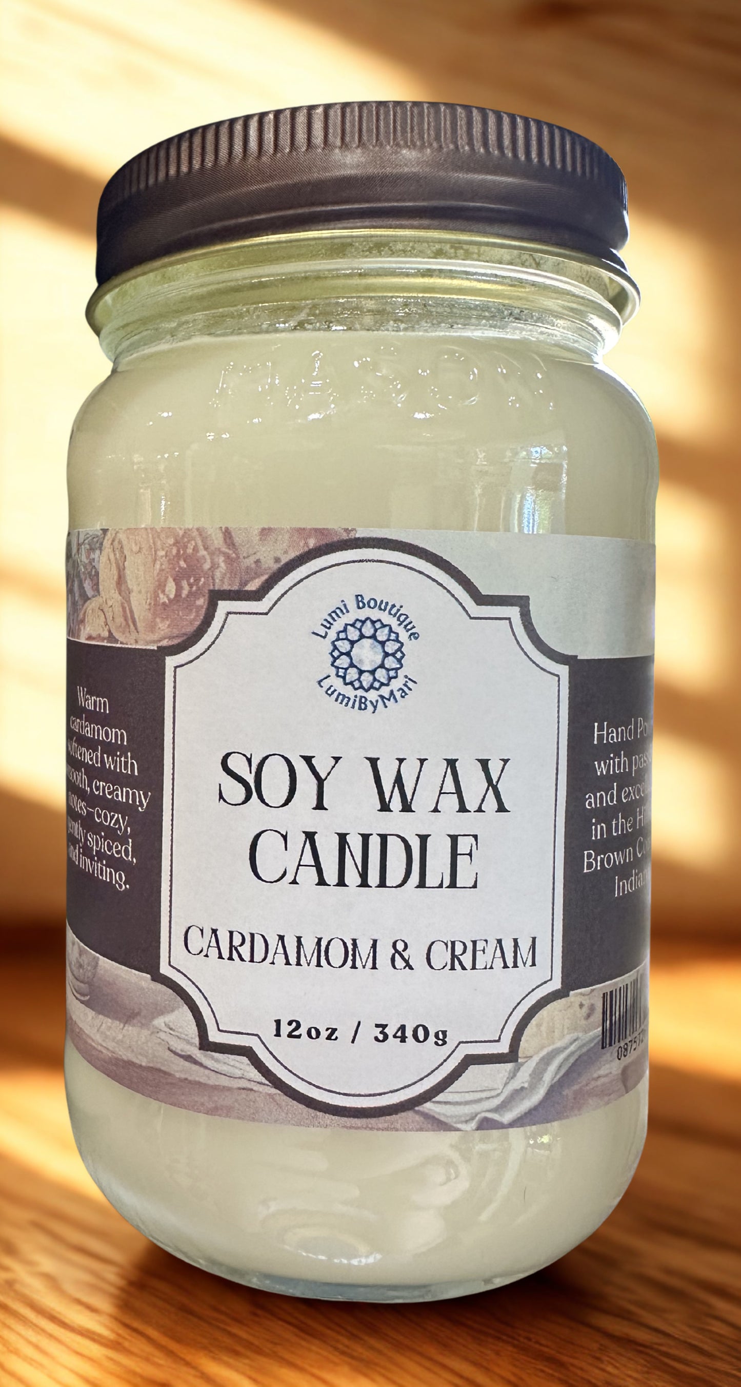 Cardamom & Cream Mason Jar Soy Candle