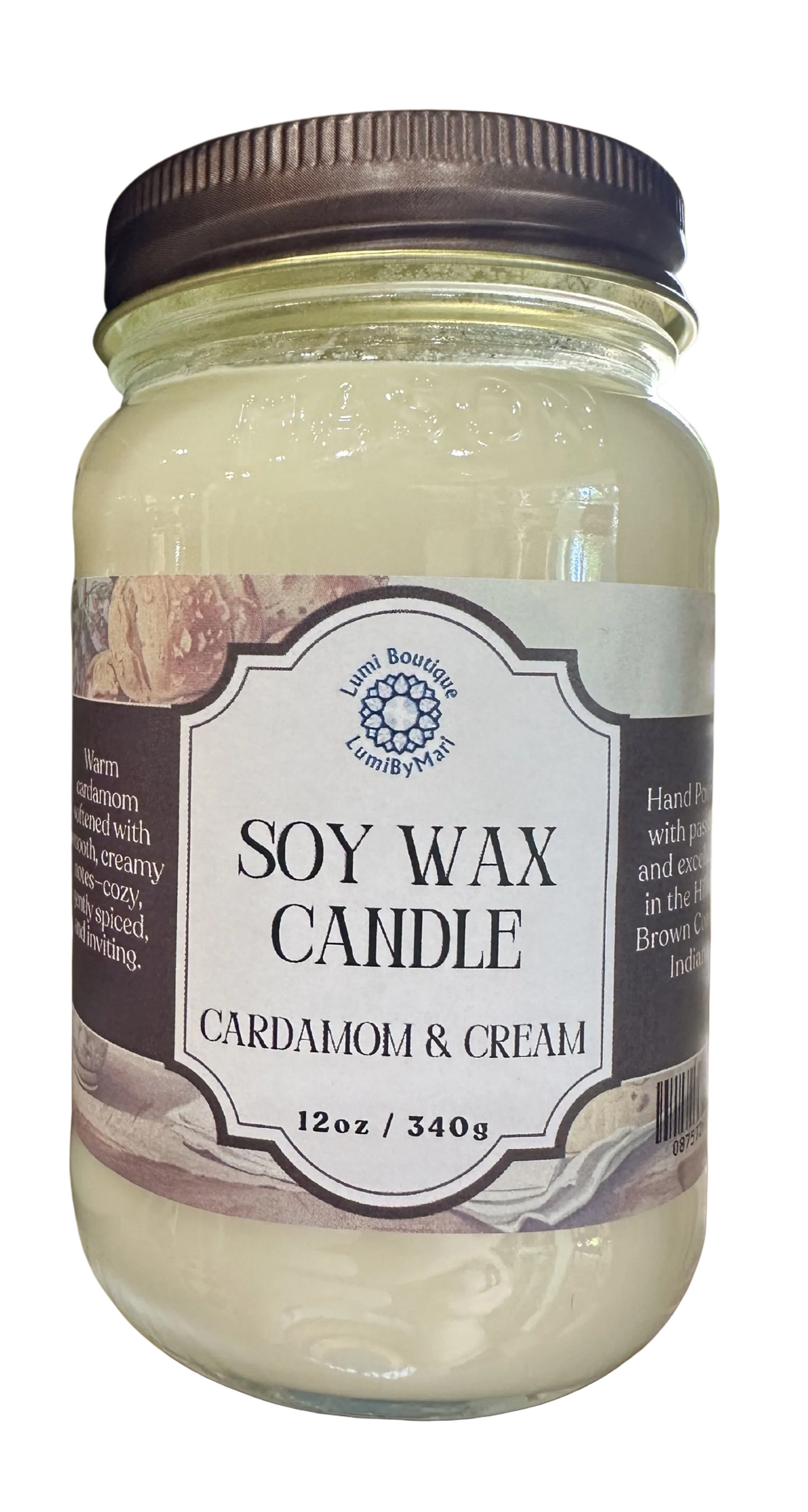 Cardamom & Cream Mason Jar Soy Candle