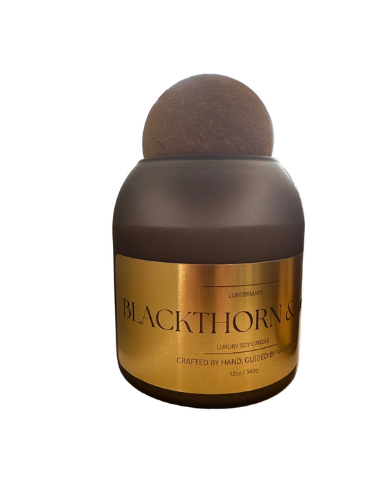 Blackthorn & Oak Soy Candle - Frosted Grey