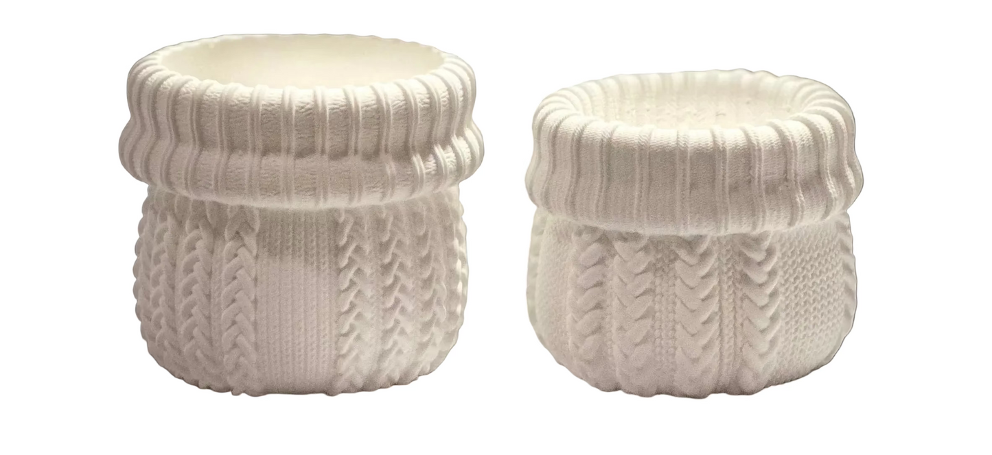Cable Knit Ceramic Jar