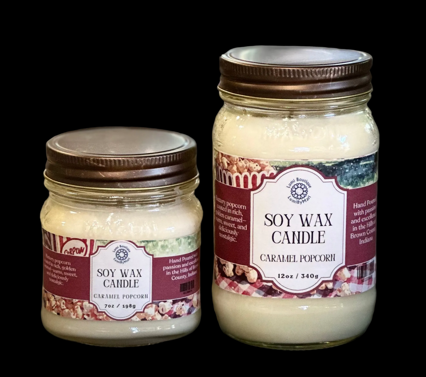 Caramel Popcorn Mason Jar Soy Candle