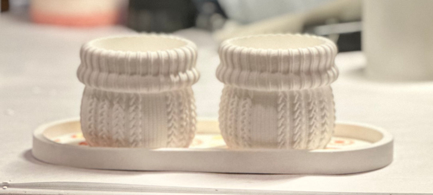Cable Knit Ceramic Jar