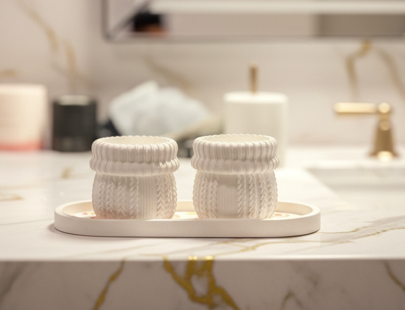 Cable Knit Ceramic Jar