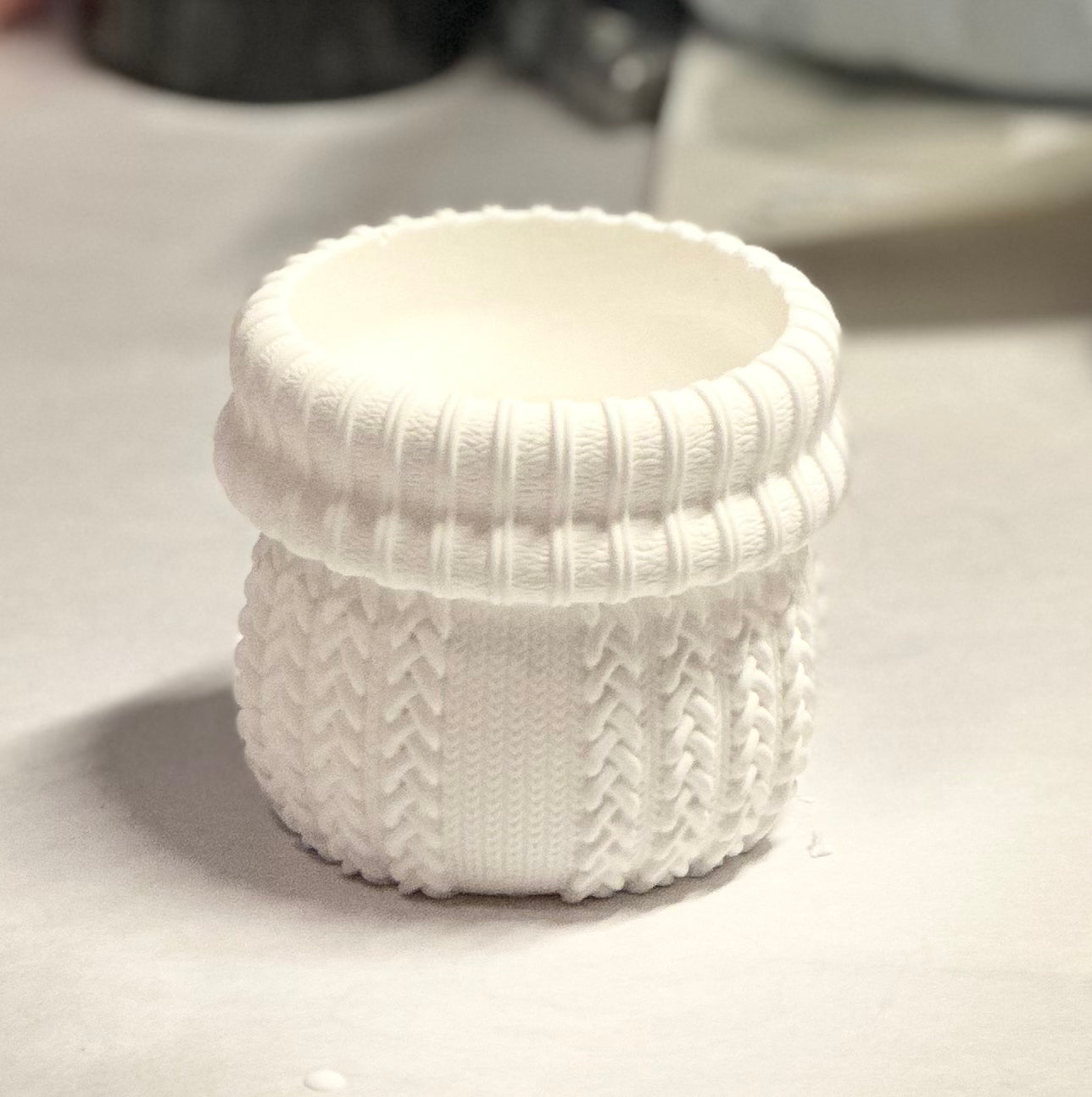 Cable Knit Ceramic Jar