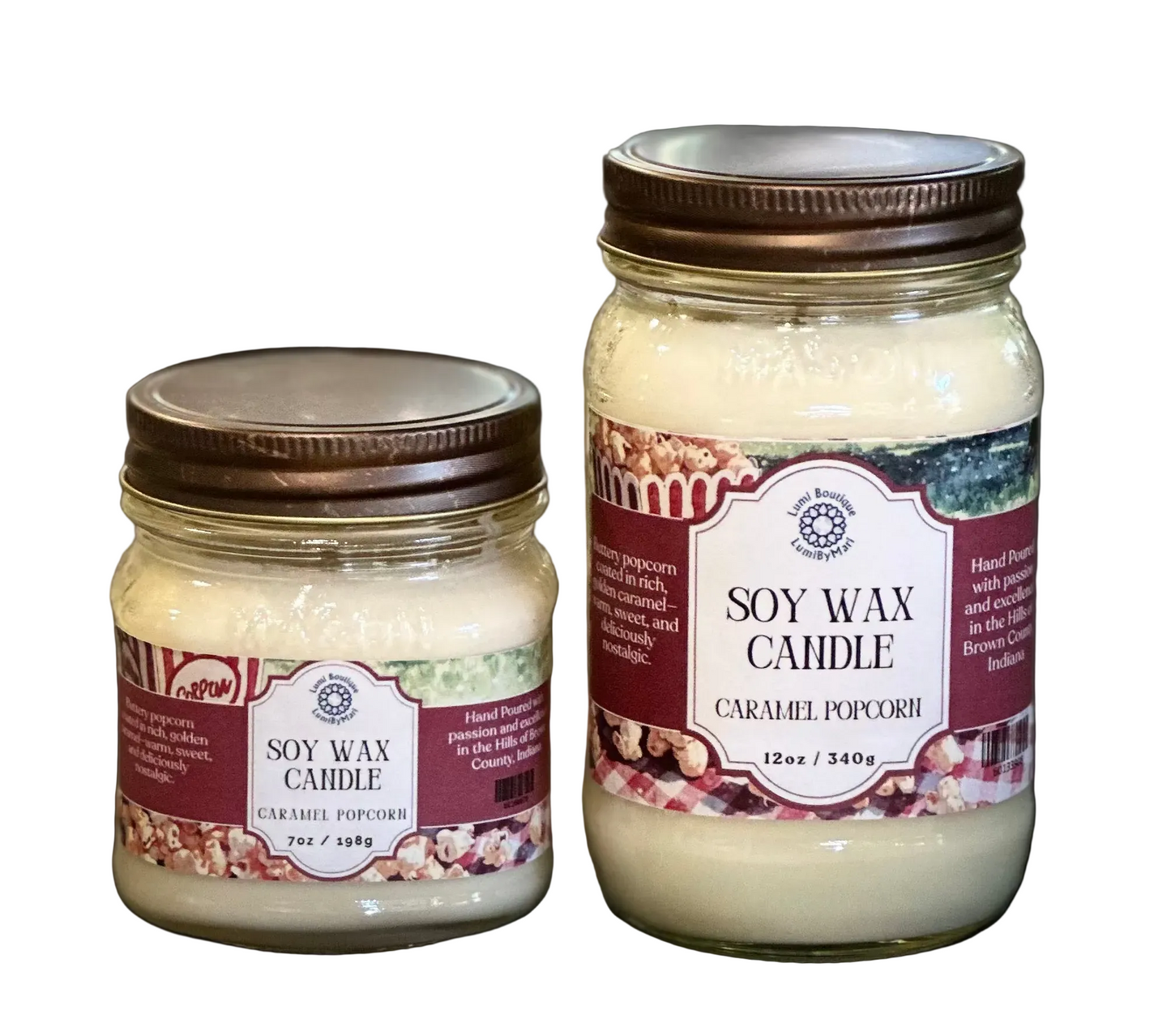 Caramel Popcorn Mason Jar Soy Candle
