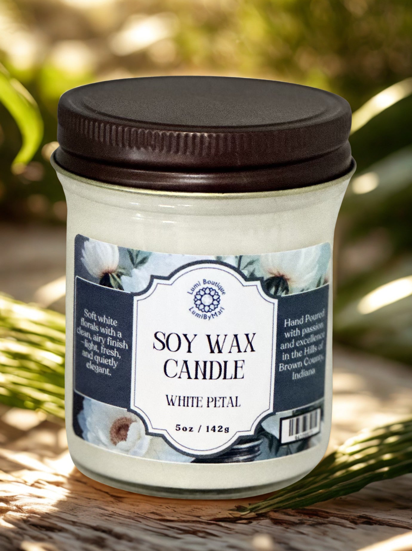 White Petal Jelly Jar Soy Wax Candle