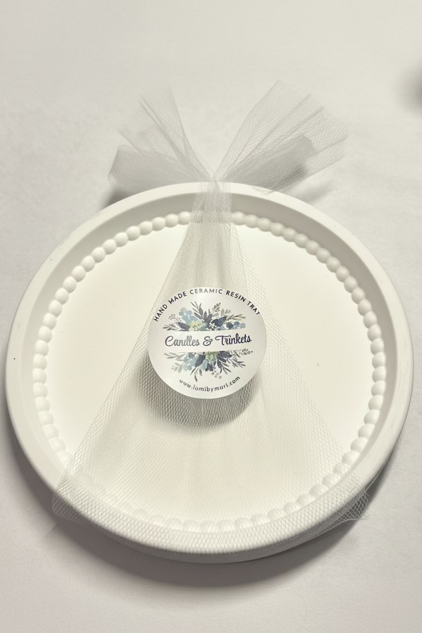 Bubbles Candles & Trinkets Ceramic Resin Tray