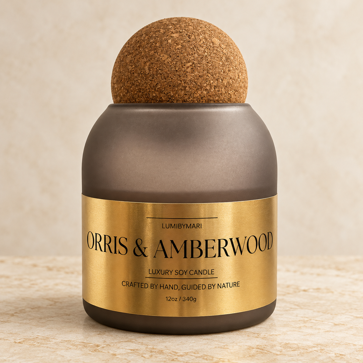 Orris & Amberwood Soy Candle - Frosted Grey
