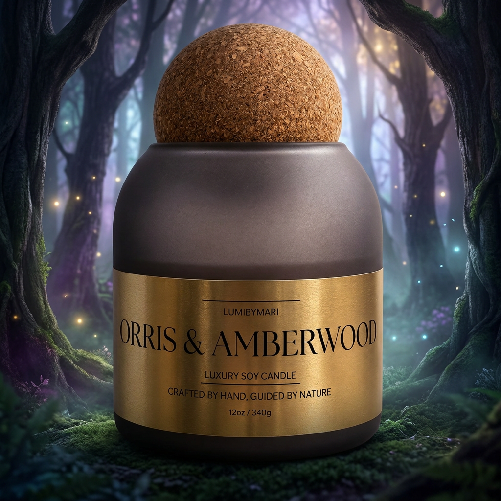 Orris & Amberwood Soy Candle - Frosted Grey