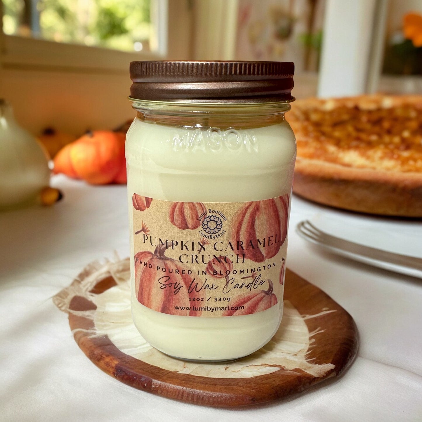 Pumpkin Caramel Crunch Mason Jar Soy Candle