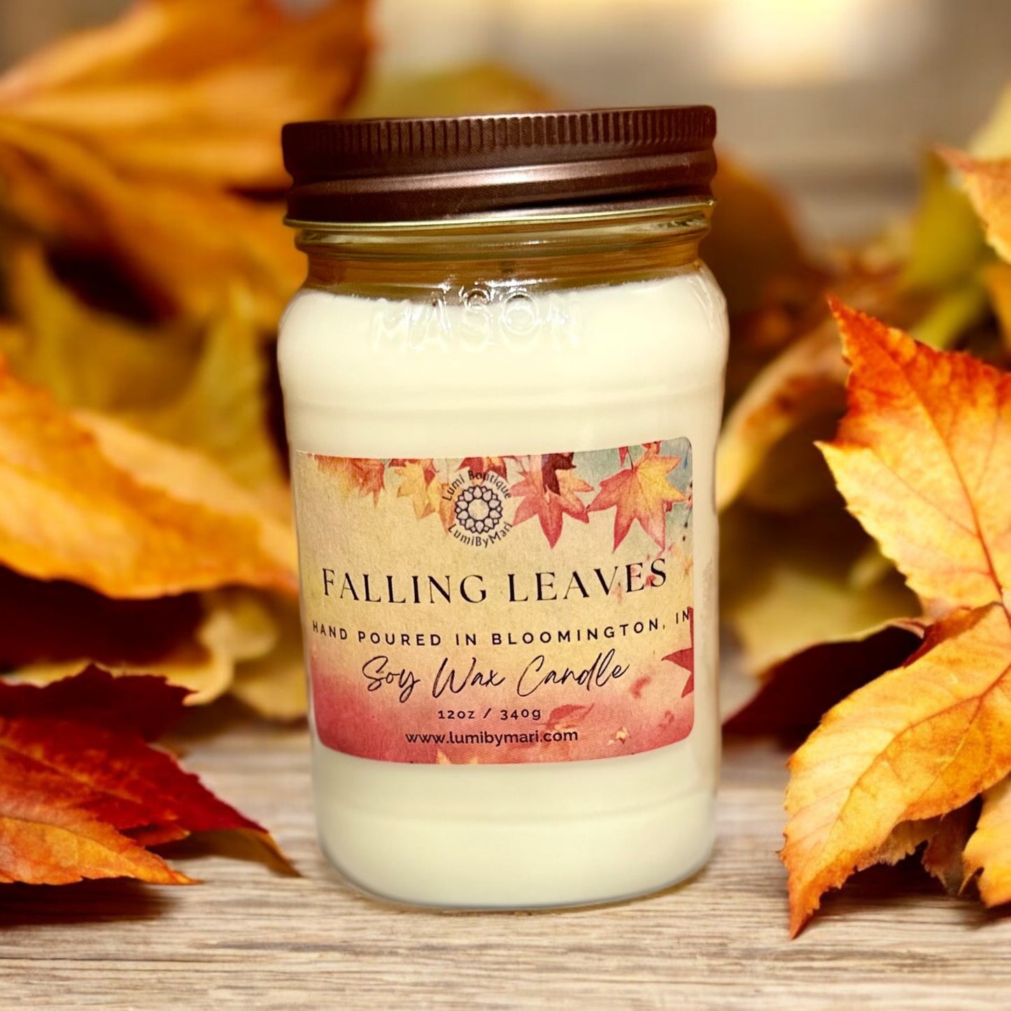 Falling Leaves Mason Jar Soy Candle