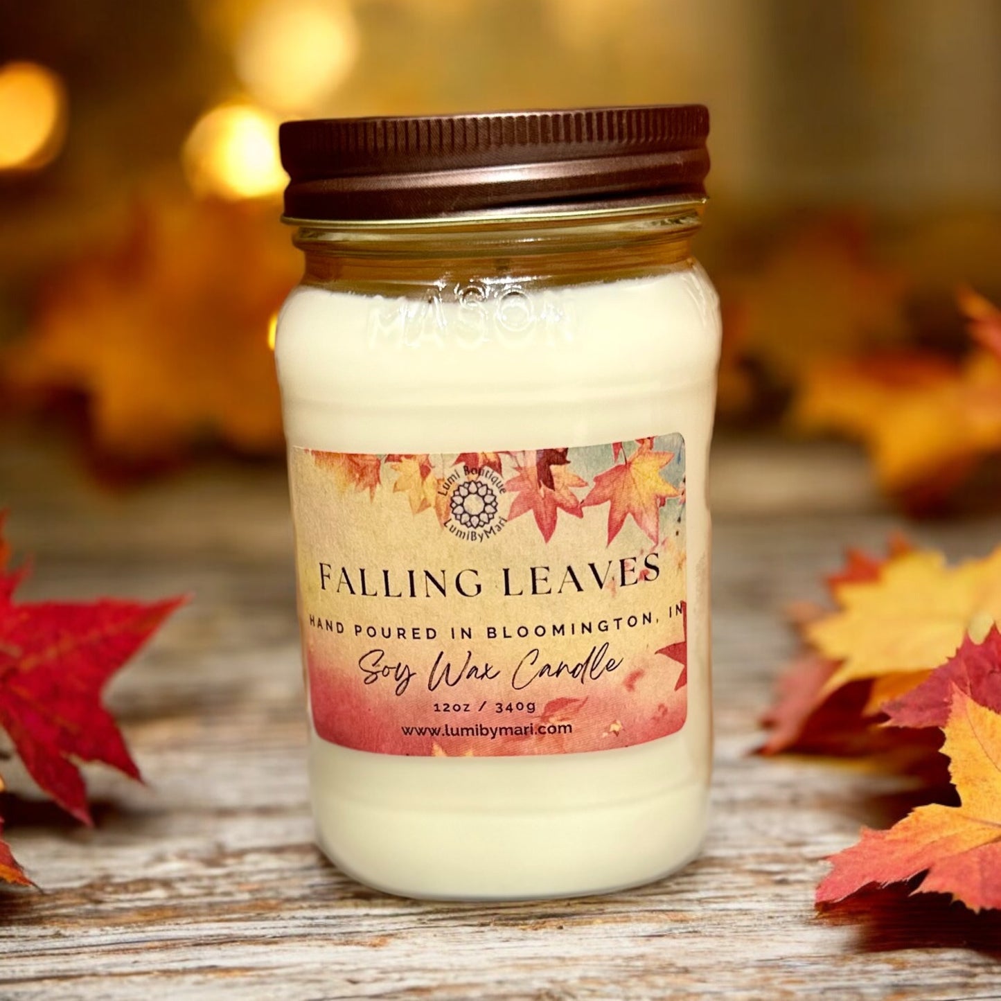 Falling Leaves Mason Jar Soy Candle