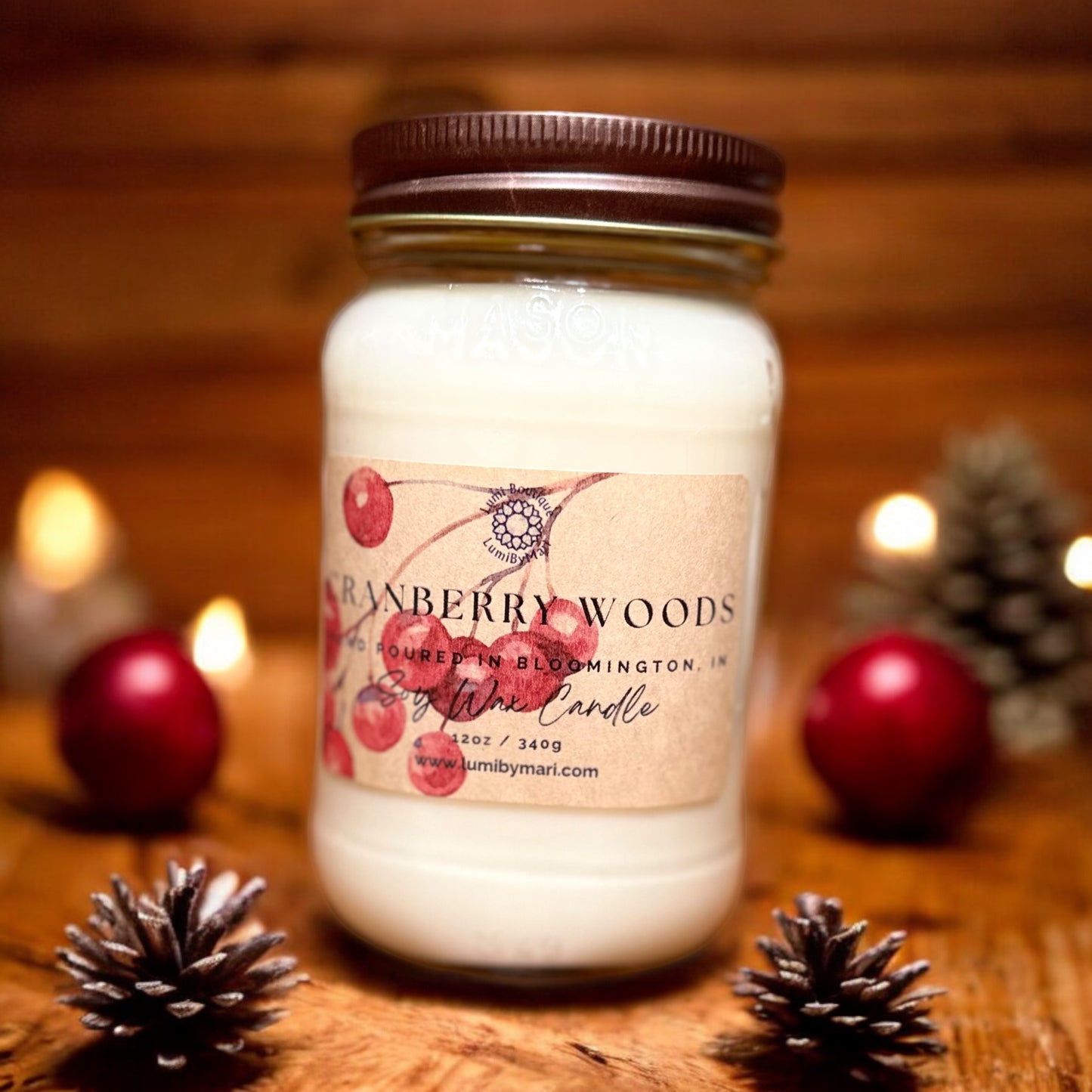 Cranberry Woods Mason Jar Soy Candle