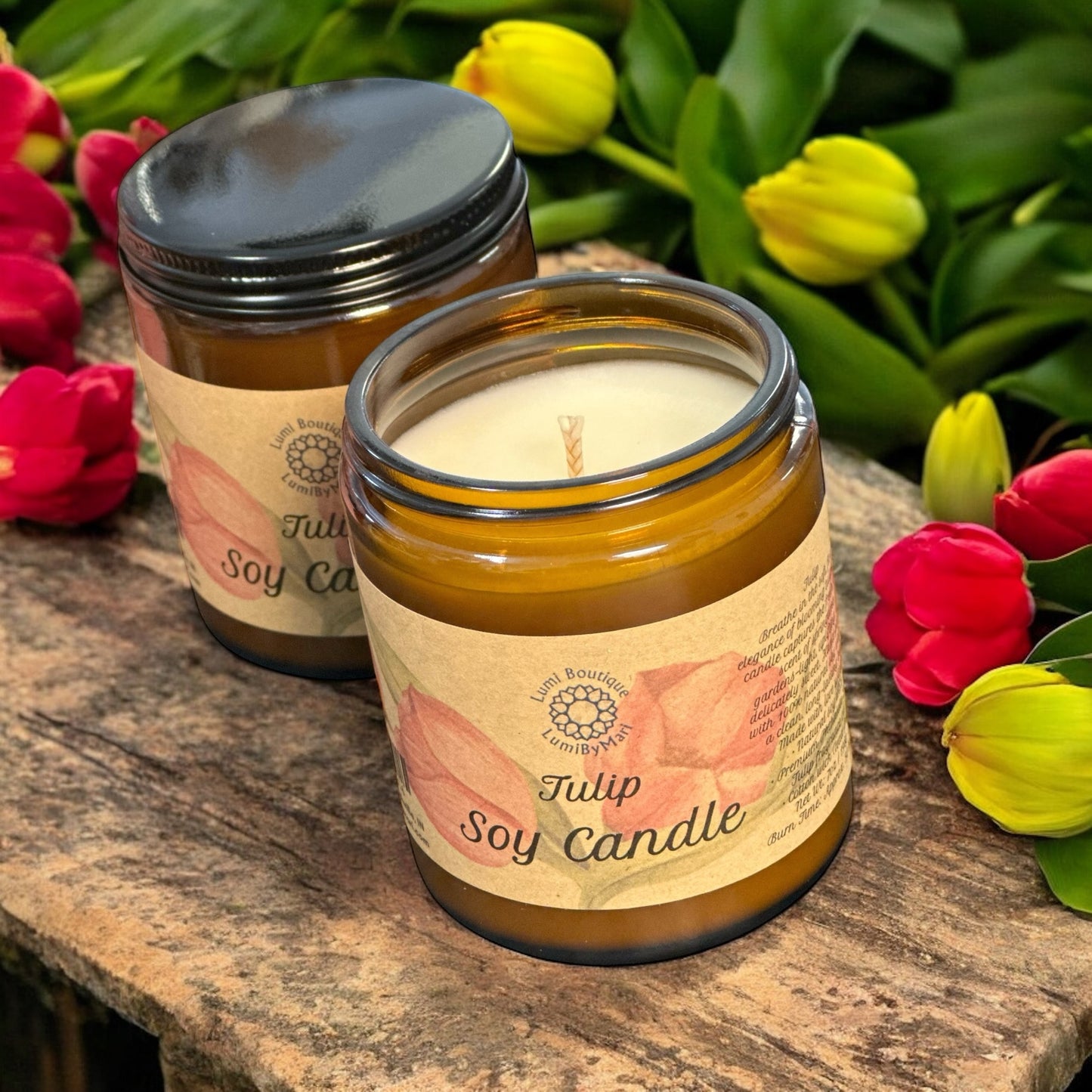 Tulip Soy Wax Candle - Amber