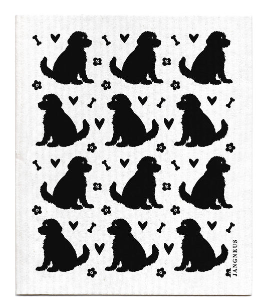 Swedish Dishcloth - Doodle Dog - Black